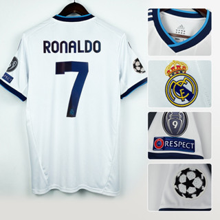 เสื้อกีฬาแขนสั้น ลายทีมฟุตบอล Real Madrid Ronaldo ทีมเหย้า 12-13 สไตล์ยุโรปเรโทร