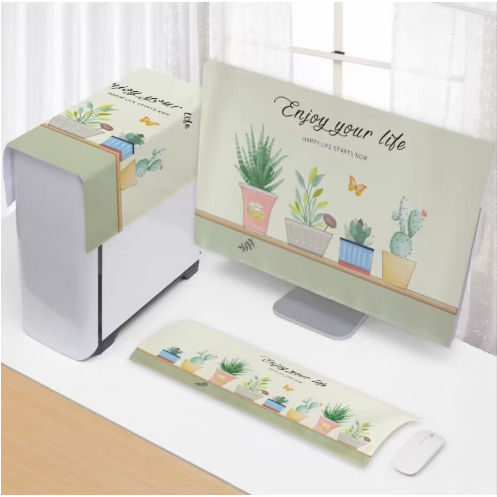 【Life-365】3 In 1 ผ้าคลุมแป้นพิมพ์ หน้าจอ LCD กันฝุ่น สําหรับคอมพิวเตอร์ตั้งโต๊ะ