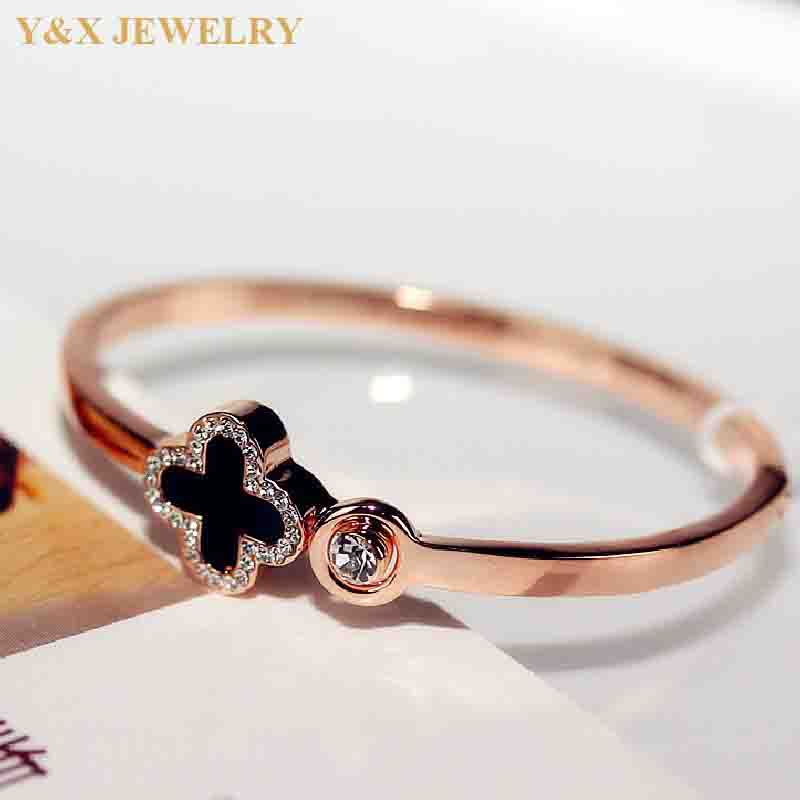 【Y&X】สี่ใบโคลเวอร์ สร้อยข้อมือ กําไลข้อมือ สําหรับผู้หญิง ไม่จางหาย สเตนเลส กําไลข้อมือ เครื่องประดับ ของขวัญ