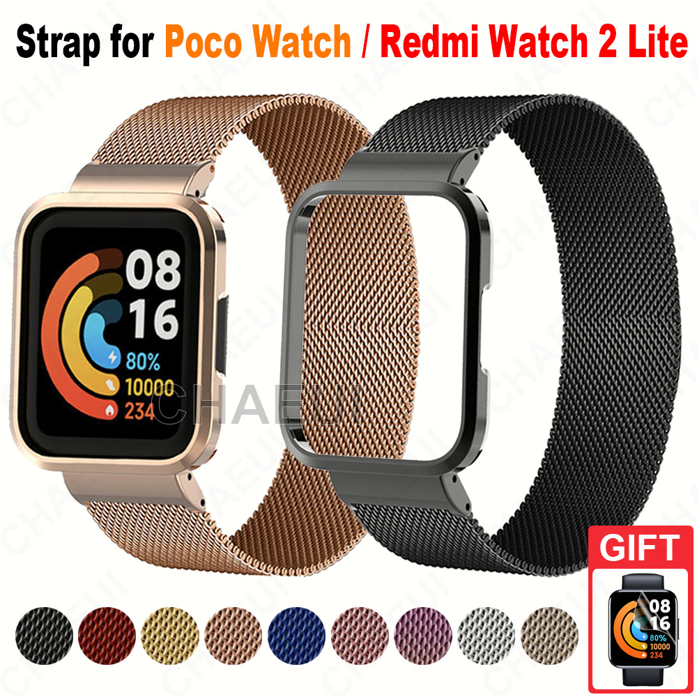 สายสแตนเลสพร้อมเคสสร้อยข้อมือโลหะสําหรับ Redmi Watch 6 5 4 3 2 Lite Active / Mi Watch Lite