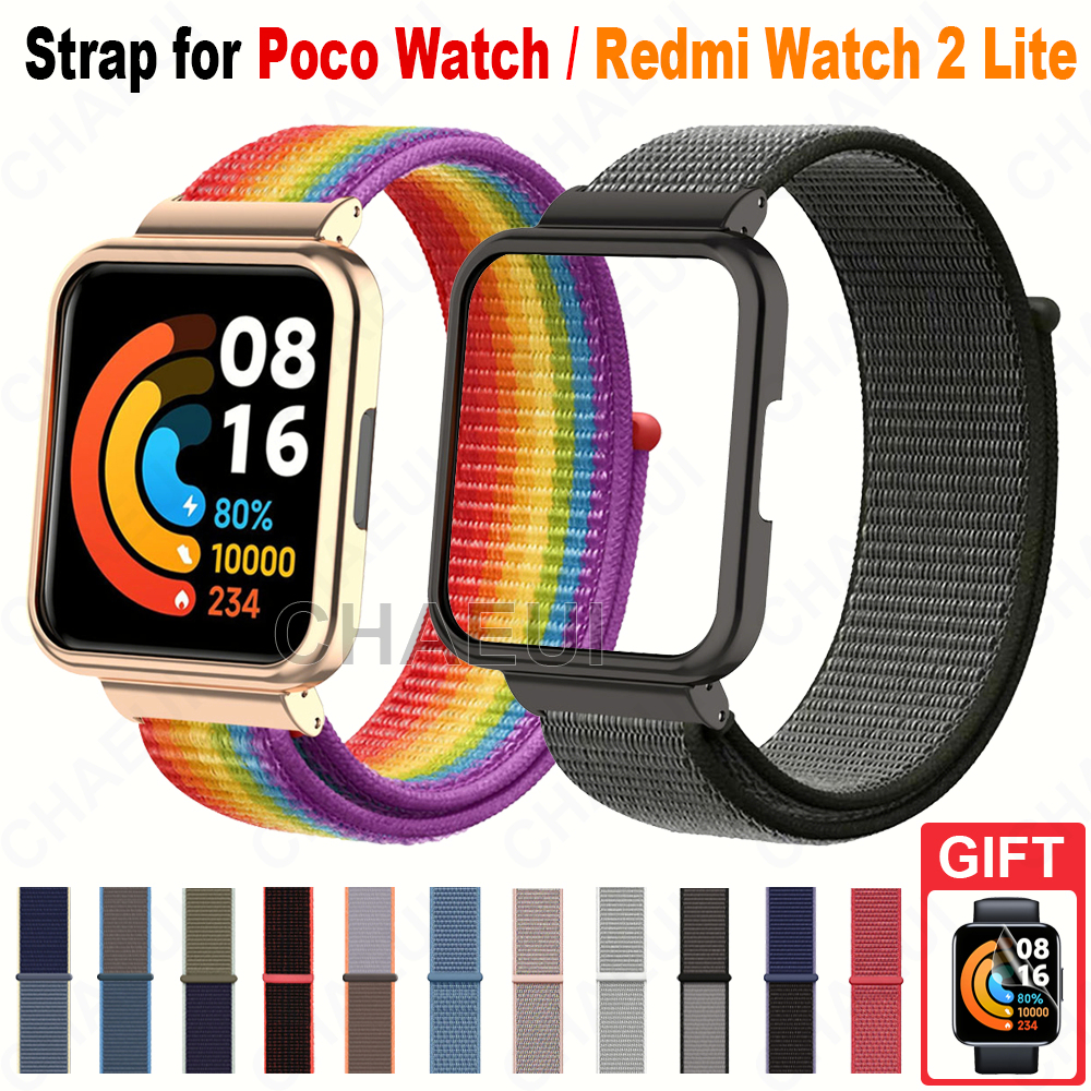 สายไนลอนเปลี่ยนสร้อยข้อมือสําหรับ Poco Watch / Redmi Watch 5 4 3 Active 2 Lite