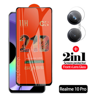 2in1 Realme 10pro ฟิล์มกระจกนิรภัย แบบเต็มจอ 21D พร้อมฟิล์มกระจกนิรภัยกันรอยเลนส์กล้อง สําหรับ Realme 10 4G Realme 10 5G Realme 8 5G Realme 8i Realme 8pro Realme 8 9