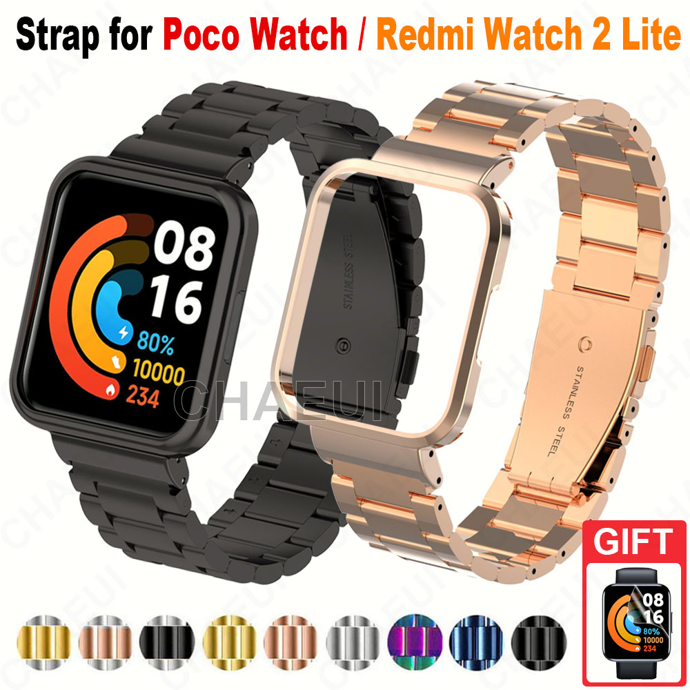 สายสแตนเลสสร้อยข้อมือโลหะสําหรับ Poco Watch / Redmi Watch 5 4 3 2 Lite Active / Mi Watch Lite