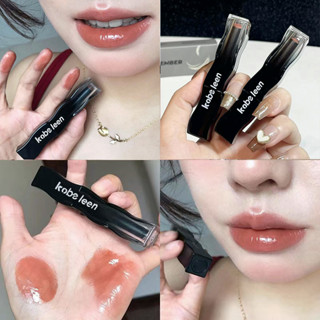 Kobeleen ลิปสติก ขนนก สีดํา ถือเครื่องสําอาง สีขาว ไม่ติดถ้วยง่าย