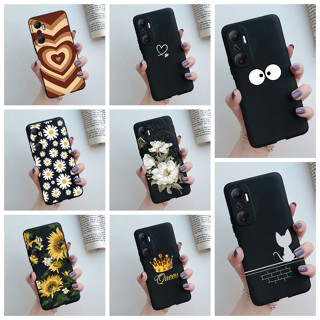 เคสโทรศัพท์มือถือ ซิลิโคนนิ่ม ลายอะนิเมะหัวใจน่ารัก สีดํา สําหรับ Infinix Hot 20 4G X6826 X6826B X6826C