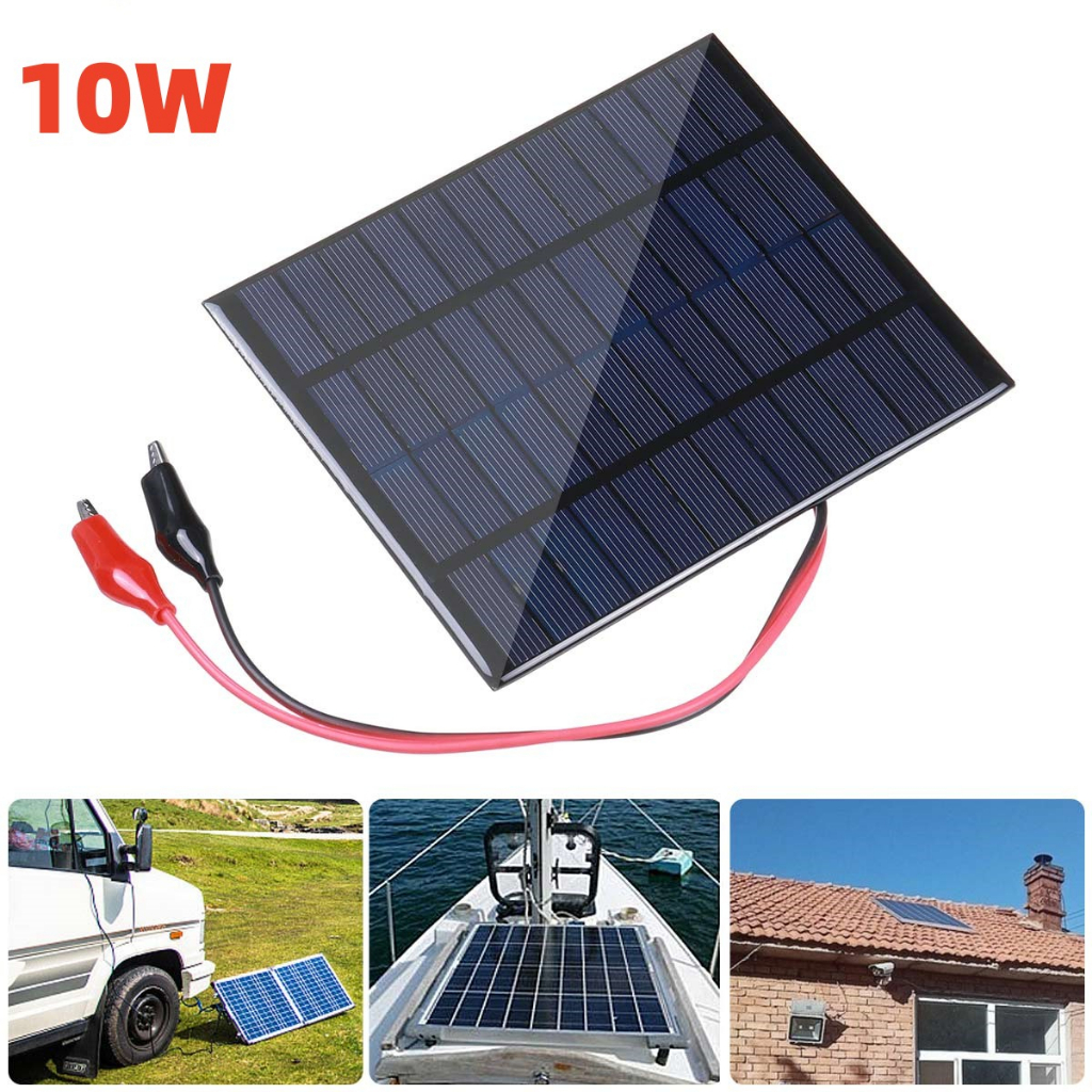10W 10Watt 12V 166MA แผงโซลาร์เซลล์พร้อมสายไฟมินิระบบพลังงานแสงอาทิตย์ DIY Monocrystalline โมดูลแบตเตอรี่สําหรับแบตเตอรี่เครื่องชาร์จโทรศัพท์มือถือ