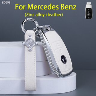 Zobig เคสกุญแจรีโมตรถยนต์ หนังอัลลอย ผสมสังกะสี พร้อมพวงกุญแจ สําหรับ Mercedes Benz E Class W213 E200 E260 E300 C A S Class