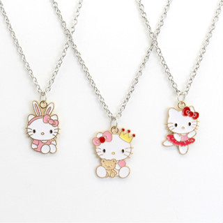 การ์ตูนน่ารัก Hello Kitty สร้อยคอโลหะผสม KT แมว จี้ สาว กระดูกไหปลาร้า โซ่ เครื่องประดับ อุปกรณ์เสริม