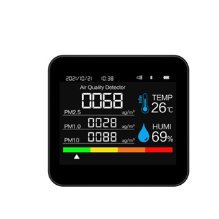 9 in 1 BT เครื่องตรวจจับคุณภาพอากาศ CO2 คาร์บอนไดออกไซด์ เวลา วันที่ CO2 TVOC HCHO PM2.5 PM1.0 PM10 ตรวจจับอุณหภูมิ ความชื้น รองรับ APP ควบคุม พร้อมฟังก์ชั่นปลุก