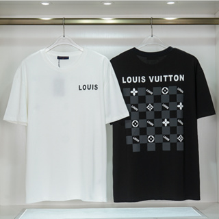 Lv เสื้อยืดแขนสั้น ผ้าฝ้าย พิมพ์ลาย สไตล์คลาสสิก แฟชั่นสําหรับผู้ชาย และผู้หญิง