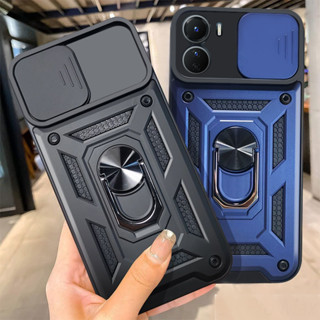 สําหรับ Vivo Y16 เคส ผลัก หน้าต่าง กล้อง เคสแข็ง ด้านหลัง พร้อมแหวนจับ TPU ขอบกันกระแทก กันตก บาง ฝาครอบ