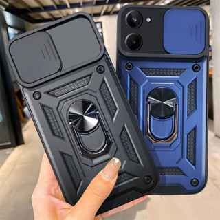 สําหรับ Realme 10 Pro Plus เคส ผลัก หน้าต่าง กล้อง เคสแข็ง ด้านหลัง พร้อมแหวนจับ TPU ขอบกันกระแทก กันตก บางเฉียบ