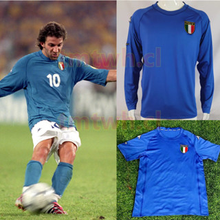 เสื้อเชิ้ต ลายทีมชาติฟุตบอล Italy 2000 คุณภาพสูง สีฟ้า สไตล์เรโทร สําหรับผู้ชาย