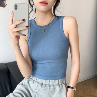 61038 เสื้อกั๊กสั้น สีพื้น แฟชั่นฤดูร้อน สําหรับผู้หญิง