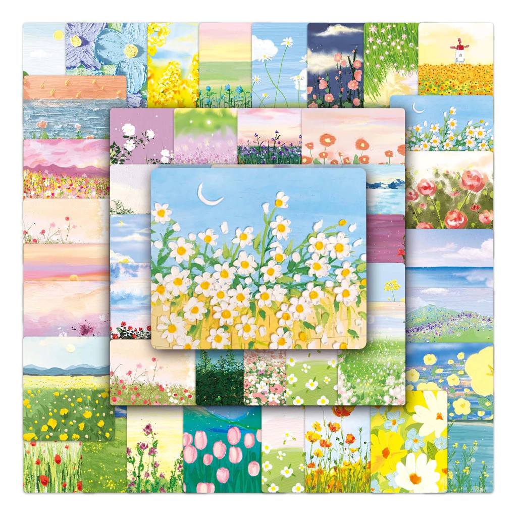 50 ชิ้นตลกฤดูใบไม้ผลิดอกไม้สติกเกอร์กันน้ํา DIY สําหรับโทรศัพท์แล็ปท็อปรถ Creative Home Decal