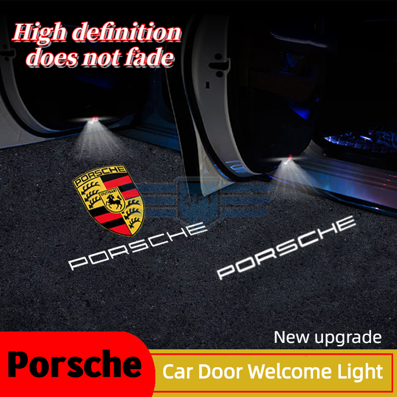 2Pcs Car Door Welcome Light LED Laser Logo Projector Courtesy Lamp for Porsche Cayenne Boxster Cayman Macan 911 Panamera