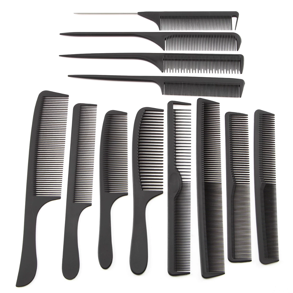 Monja หวีจัดแต่งทรงผม ไฮไลท์ 12 แบบ อเนกประสงค์ สีดํา DIY hair comb black hairdressing tools