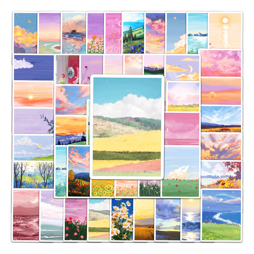 50 ชิ้นตลกทิวทัศน์ที่สวยงามสติกเกอร์กันน้ํา ทําเอง สําหรับโทรศัพท์แล็ปท็อปสติกเกอร์รถสร้างสรรค์บ้าน รูปลอก