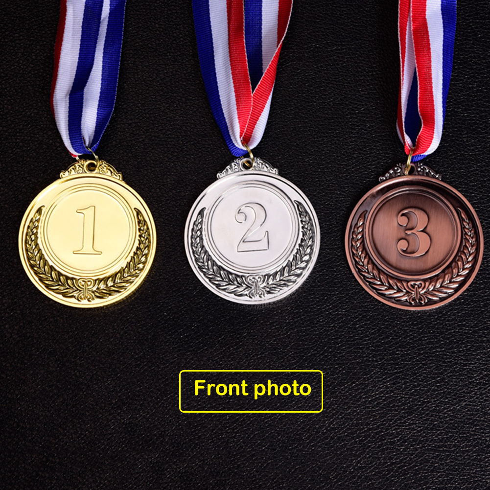 เหรียญรางวัลอลูมิเนียม พร้อมสาย แบบกลม เหรียญกีฬา ของเล่นเหรียญรางวัล พลาสติก สีทอง สําหรับปาร์ตี้ วันกีฬา