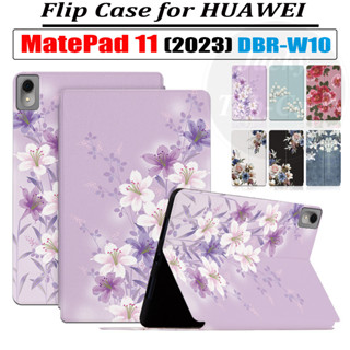 เคสแท็บเล็ตหนัง PU ฝาพับ ลายดอกไม้ คุณภาพสูง สําหรับ Huawei MatePad 11 (2023) 11.0 นิ้ว DBR-W00 Huawei MatePad11 Wi-Fi DBR-W10