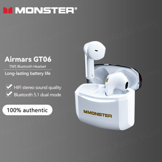 Monster GT06 หูฟังบลูทูธไร้สาย IPX5 กันน้ํา คุณภาพเสียง HIFI สําหรับเล่นกีฬา บลูทูธ 5.1