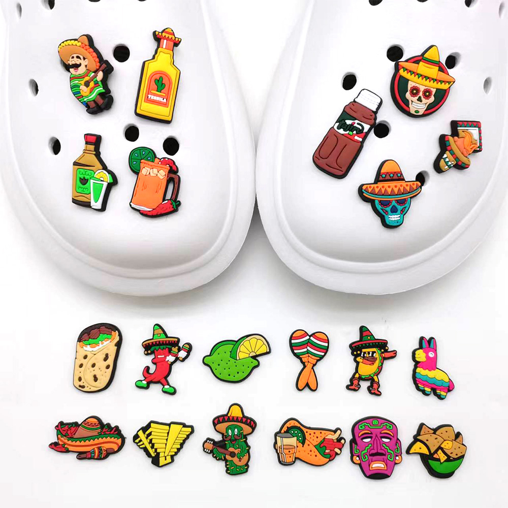 ตลก Jibbit Mexican Food Series PVC Shoe Charms Fit to Sandal and Slipper