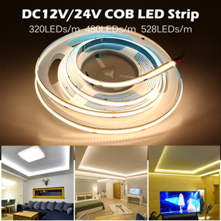 สายไฟ LED 320 480 528 ดวง 5 เมตร ความหนาแน่นสูง DC12V 24V RA90 3000K 4000K 6000K ยืดหยุ่น สําหรับตกแต่ง