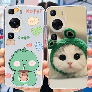 เคสโทรศัพท์มือถือ ซิลิโคนนุ่ม TPU ลายไดโนเสาร์ แมวน่ารัก สําหรับ Huawei P60 P60Pro 4G 2023 P60 P 60Pro