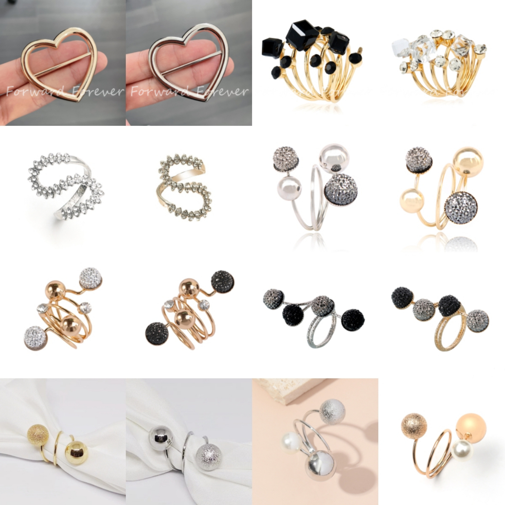 แหวนแฟชั่นเกาหลี ผ้าพันคอ ผ้าคลุมไหล่ โลหะผสม หัวเข็มขัด cincin Pin เรขาคณิต เครื่องประดับ