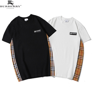 Burberry เสื้อยืดแขนสั้น ผ้าฝ้าย พิมพ์ลาย สไตล์คลาสสิก แฟชั่นสําหรับผู้ชาย และผู้หญิง