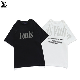 Lv เสื้อยืดแขนสั้น ผ้าฝ้าย สไตล์คลาสสิก แฟชั่นสําหรับผู้ชาย และผู้หญิง