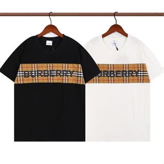 Burberry เสื้อยืดแขนสั้น ผ้าฝ้าย พิมพ์ลาย สไตล์คลาสสิก แฟชั่นสําหรับผู้ชาย และผู้หญิง