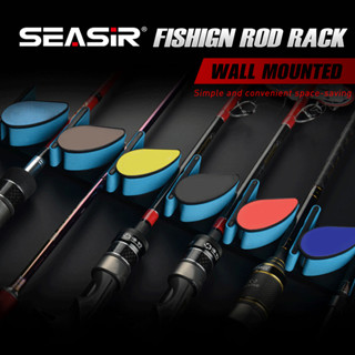 Seasir ชั้นวางคันเบ็ดตกปลา พลาสติก ABS 6 หลุม แบบติดผนัง อเนกประสงค์