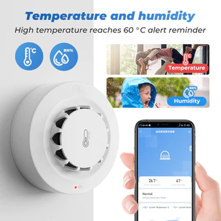 Smatrul Tuya เครื่องตรวจจับควันอัจฉริยะ Wifi 80db รองรับอุณหภูมิ และความชื้น สําหรับ Alexa Google Home Smart Life
