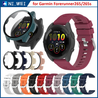 สายนาฬิกาข้อมือซิลิโคน 18mm 22mm และเคส สําหรับ Garmin Forerunner 265 สายรัดข้อมือทดแทนสายนาฬิกา สําหรับ Garmin Forerunner 265S