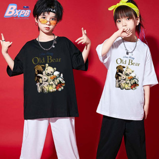 Bxpb เสื้อยืดแขนสั้นลําลอง ผ้าฝ้าย ทรงหลวม พิมพ์ลายการ์ตูนสัตว์ คุณภาพสูง แฟชั่นฤดูร้อน สําหรับเด็กผู้ชาย ผู้หญิง 110-170 3-15 ปี