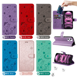 เคสโทรศัพท์มือถือ แบบฝาพับ ลายแมวน่ารัก พร้อมช่องใส่บัตร สําหรับ Xiaomi 13 Lite POCO X5 Pro 5G Redmi A1 Plus 11A