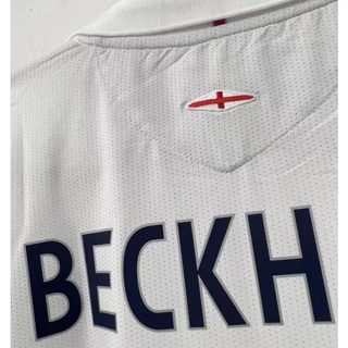 เสื้อกีฬาแขนสั้น ลายทีมชาติฟุตบอล Beckham World Cup England 2006 ชุดเยือน สไตล์เรโทร