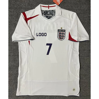 เสื้อกีฬาแขนสั้น ลายทีมชาติฟุตบอล Beckham World Cup England 2006 ชุดเยือน สไตล์เรโทร