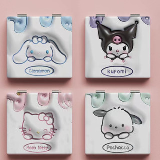 Sanrio กระจกแต่งหน้า ลายการ์ตูน Cinnamon Kuromi น่ารัก แบบพกพา พับได้ ของขวัญสําหรับนักเรียนหญิง