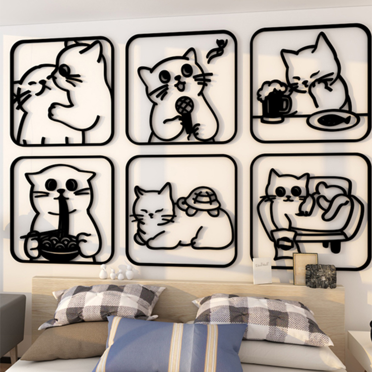 [DAORUI] สติกเกอร์อะคริลิค ลายการ์ตูนแมว สามมิติ กันน้ํา มีกาวในตัว สําหรับติดตกแต่งผนังห้องนอนเด็กอนุบาล