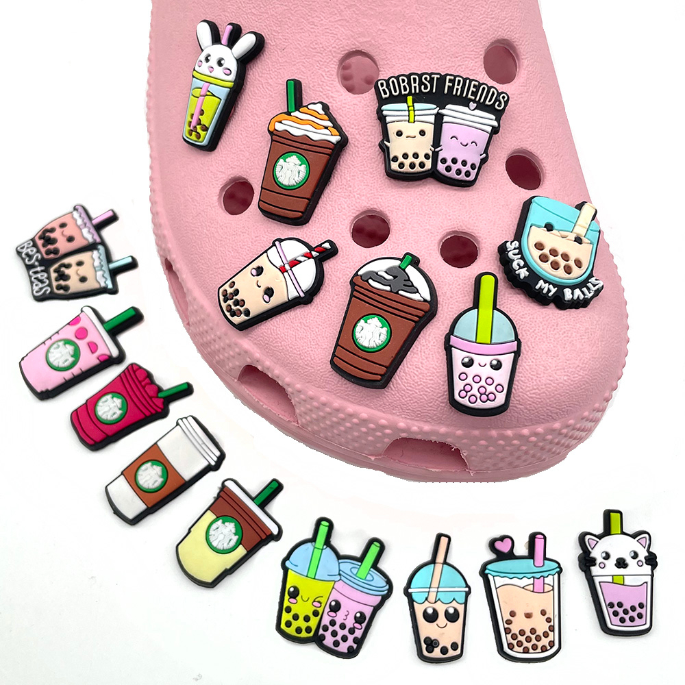 ขายร้อน Jibbit Bubble Tea Series อุปกรณ์รองเท้าน่ารัก PVC Charms