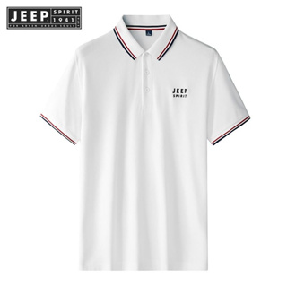 Jeep SPIRIT 1941 ESTD 2022 เสื้อโปโล แขนสั้น ลําลอง ทรงหลวม สไตล์นักธุรกิจ สําหรับผู้ชาย