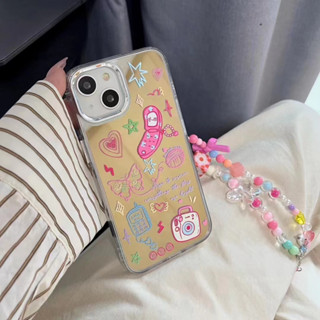 เคสโทรศัพท์มือถือ ลาย Girly น่ารัก พร้อมสายโซ่คล้อง สําหรับ iPhone 11 12 12pro 12promax 13 13pro 13promax 14 14pro 14promax