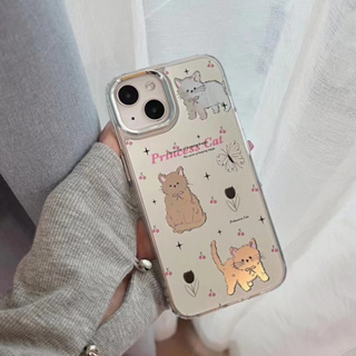 เคสโทรศัพท์มือถือกระจก ลายแมวน่ารัก สําหรับ iPhone 11 12 12pro 12promax 13 13pro 13promax 14 14promax 14pro