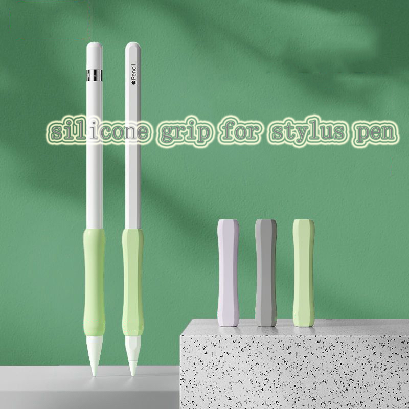เคสซิลิโคน ออกแบบตามสรีรศาสตร์ สีเขียว สําหรับ Apple Pencil 2nd Generation 3 แพ็ค
