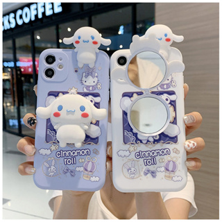 เคสโทรศัพท์มือถือ แบบนิ่ม ลาย Cinnamoroll มีกระจก สําหรับ Vivo V27 Pro V27e Y16 Y35 Y76 Y77 Y78 Y27 Y36 Y22 Y22S Y02S Y15S Y15A Y02