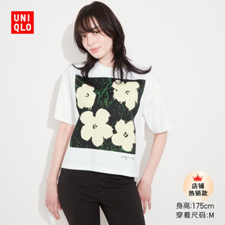 Uniqlo เสื้อยืดแขนสั้น พิมพ์ลายดอกไม้ Andy สําหรับผู้หญิง (UT) 459492