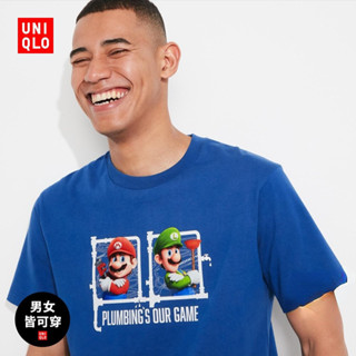 Uniqlo เสื้อยืดแขนสั้น พิมพ์ลายภาพยนตร์มาริโอ้ สําหรับผู้ชาย และผู้หญิง