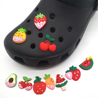 Jibbitz อุปกรณ์เสริมตกแต่งรองเท้า PVC พร้อมปุ่มกด สําหรับ Crocs Fruit Series